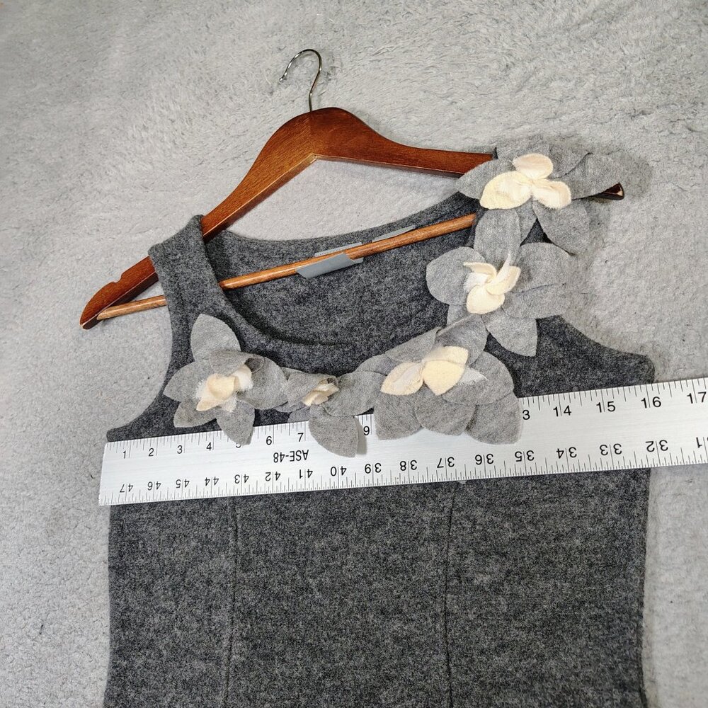 Girls From Savoy Dress Women's S Charcoal Gray Applique Floral 100% Merino Wool - Picture 6 of 11